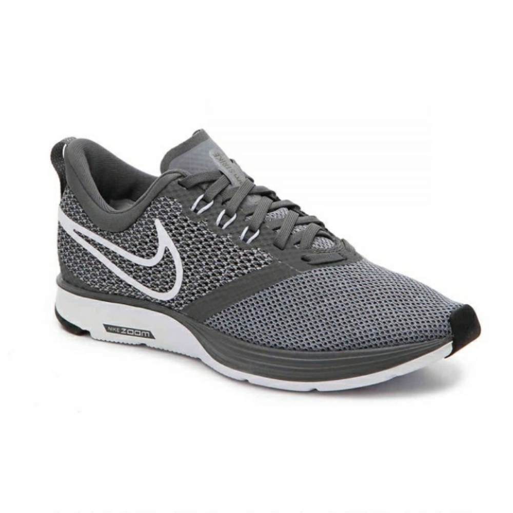 Nike grey and white zoom strike running sneakers